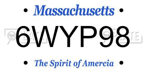6WYP98 Massachusetts License Plate