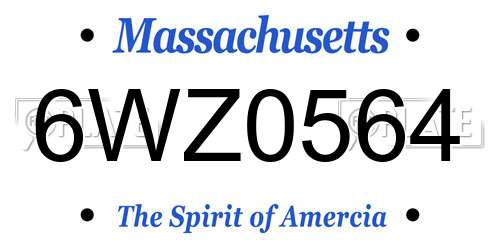6WZ0564 Massachusetts License Plate