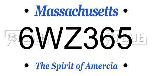 6WZ365 Massachusetts License Plate