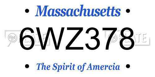 6WZ378 Massachusetts License Plate