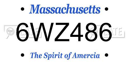 6WZ486 Massachusetts License Plate