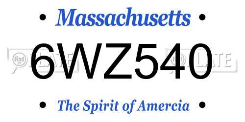 6WZ540 Massachusetts License Plate