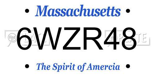 6WZR48 Massachusetts License Plate
