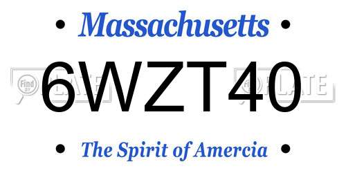 6WZT40 Massachusetts License Plate
