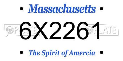 6X2261 Massachusetts License Plate