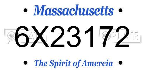 6X23172 Massachusetts License Plate
