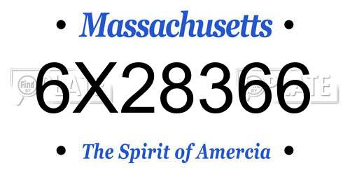 6X28366 Massachusetts License Plate