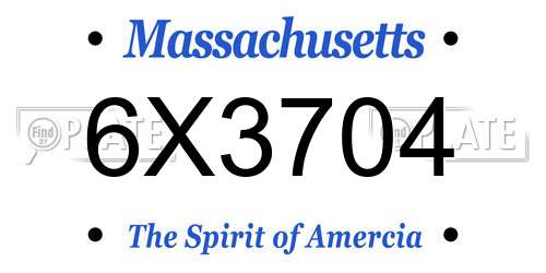 6X3704 Massachusetts License Plate