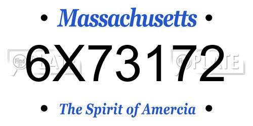 6X73172 Massachusetts License Plate