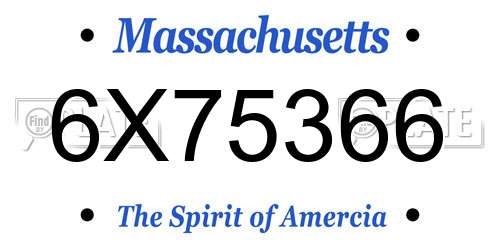 6X75366 Massachusetts License Plate
