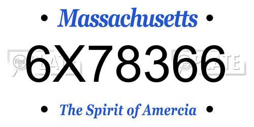 6X78366 Massachusetts License Plate