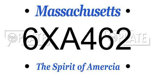 6XA462 Massachusetts License Plate