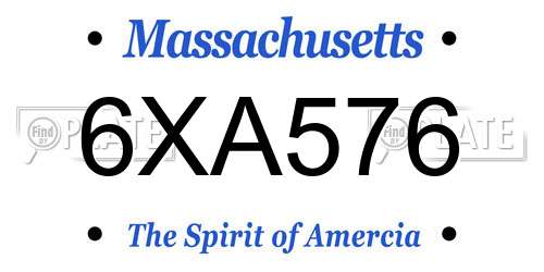 6XA576 Massachusetts License Plate