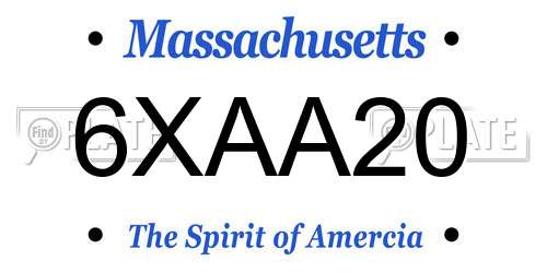 6XAA20 Massachusetts License Plate