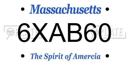 6XAB60 Massachusetts License Plate