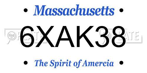 6XAK38 Massachusetts License Plate
