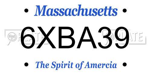6XBA39 Massachusetts License Plate