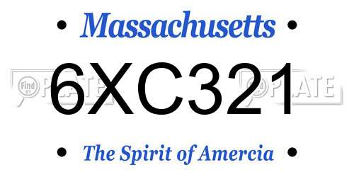 6XC321 Massachusetts License Plate