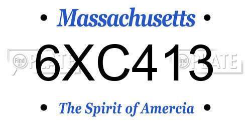 6XC413 Massachusetts License Plate