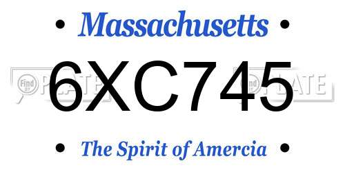 6XC745 Massachusetts License Plate