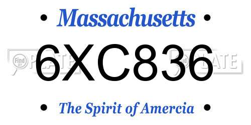 6XC836 Massachusetts License Plate