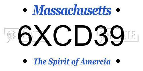 6XCD39 Massachusetts License Plate