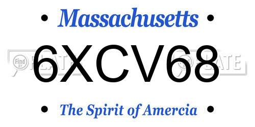 6XCV68 Massachusetts License Plate