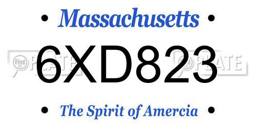 6XD823 Massachusetts License Plate