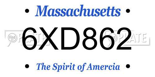 6XD862 Massachusetts License Plate