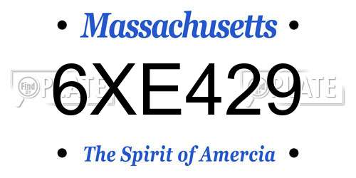 6XE429 Massachusetts License Plate