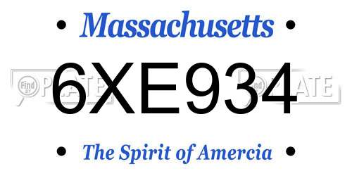 6XE934 Massachusetts License Plate