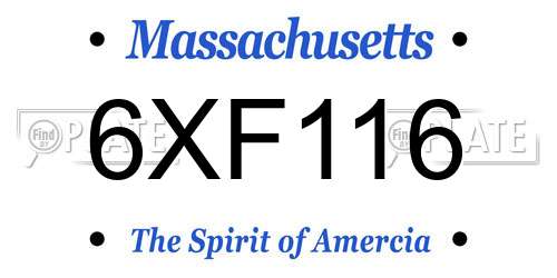 6XF116 Massachusetts License Plate