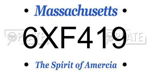 6XF419 Massachusetts License Plate