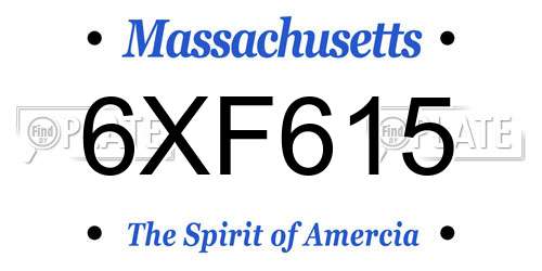 6XF615 Massachusetts License Plate