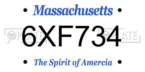 6XF734 Massachusetts License Plate