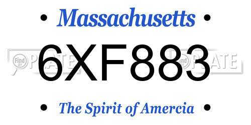6XF883 Massachusetts License Plate