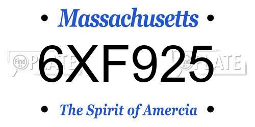 6XF925 Massachusetts License Plate