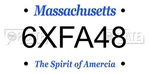 6XFA48 Massachusetts License Plate