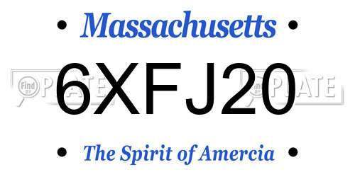6XFJ20 Massachusetts License Plate