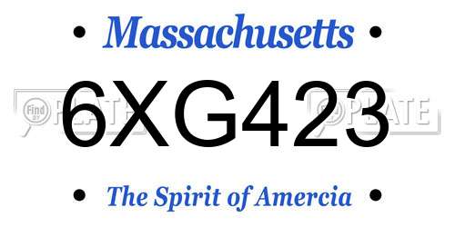 6XG423 Massachusetts License Plate