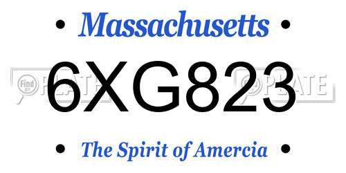 6XG823 Massachusetts License Plate