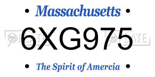 6XG975 Massachusetts License Plate