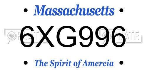 6XG996 Massachusetts License Plate