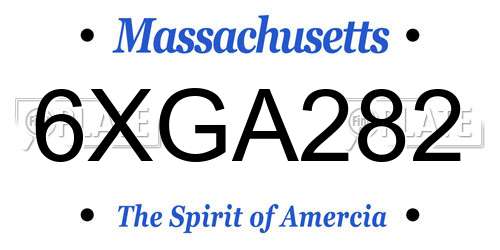 6XGA282 Massachusetts License Plate