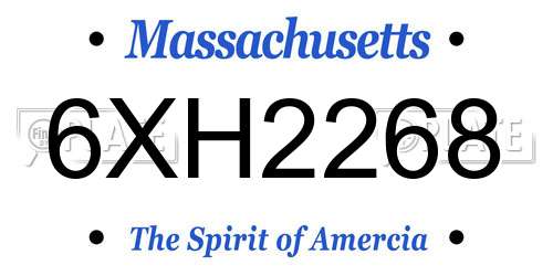 6XH2268 Massachusetts License Plate