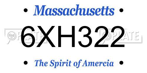 6XH322 Massachusetts License Plate