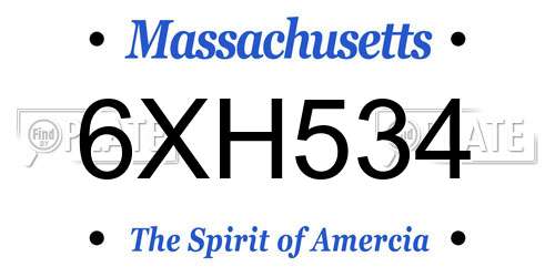 6XH534 Massachusetts License Plate