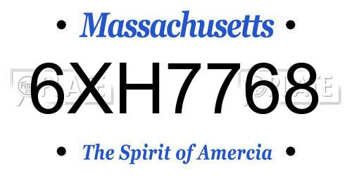 6XH7768 Massachusetts License Plate