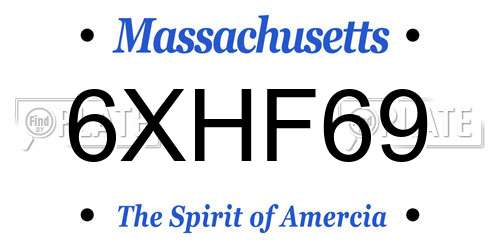 6XHF69 Massachusetts License Plate