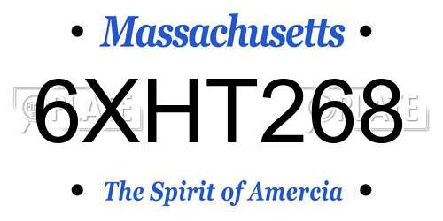 6XHT268 Massachusetts License Plate